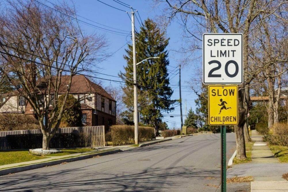 Speed limit sign on a roadside,