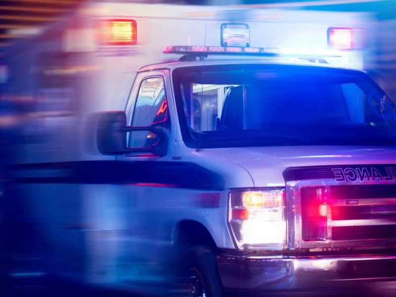 An ambulance races to respond to the scene of an emergency.